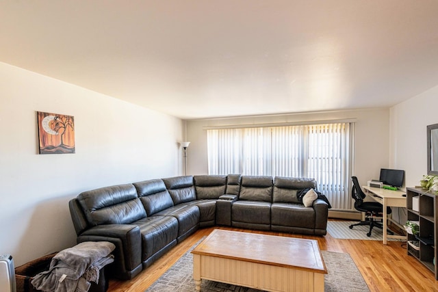 living room featuring light wood-type flooring