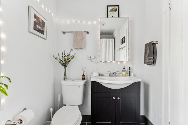 bathroom with toilet and vanity