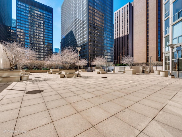 view of patio with a city view