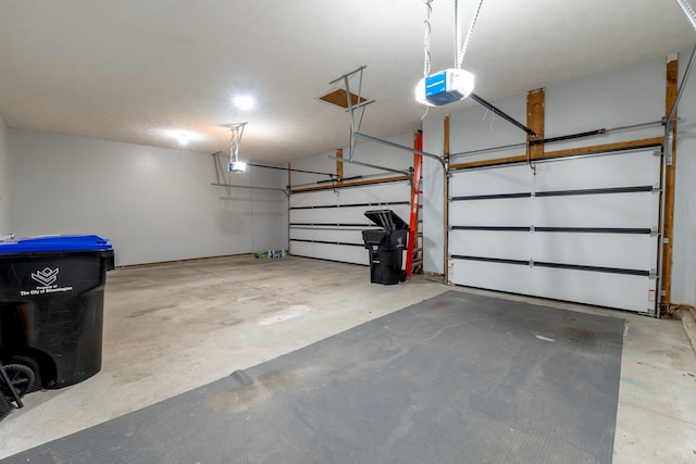 garage with a garage door opener