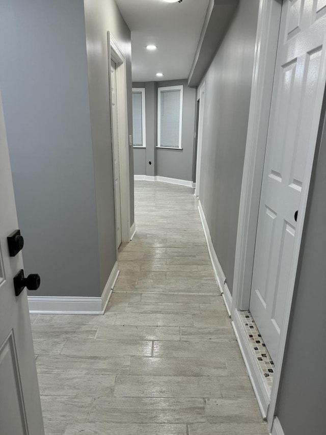 3323 N Central Park Ave, Chicago, IL 60618 - hall featuring baseboards, light wood-type flooring, and recessed lighting