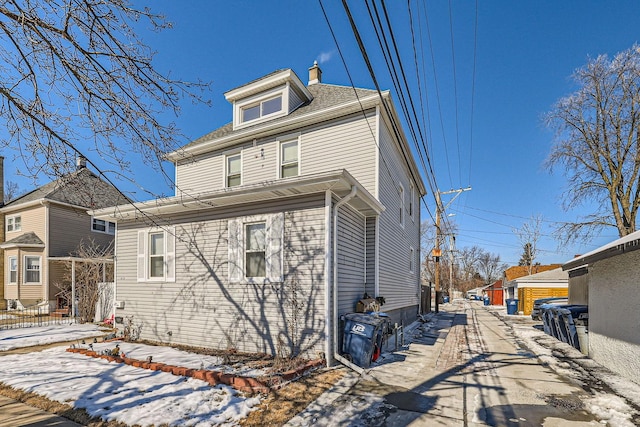 exterior space with a chimney