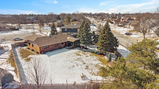 aerial view with a residential view