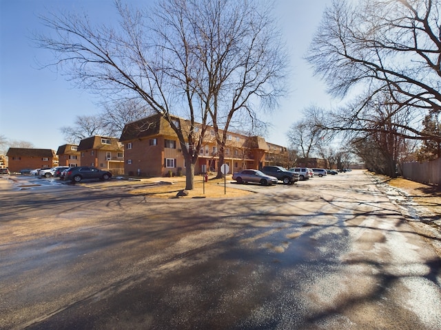 view of road with a residential view