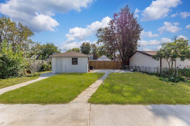 view of yard featuring an outdoor structure and fence private yard