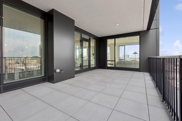 interior space with a balcony