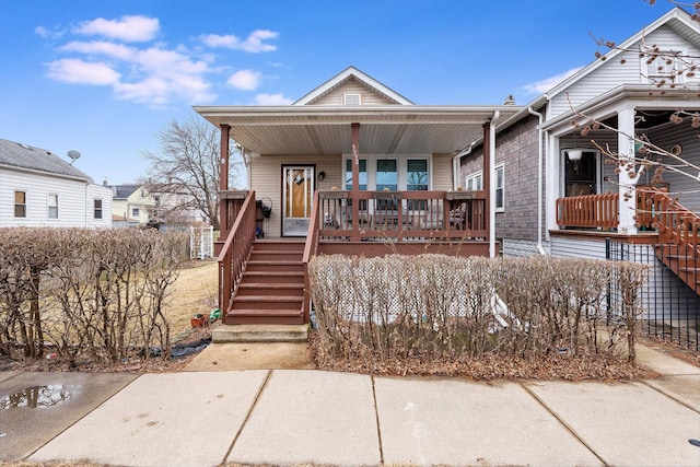 view of front of home featuring covered porch