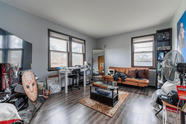 office area with a wealth of natural light and wood finished floors