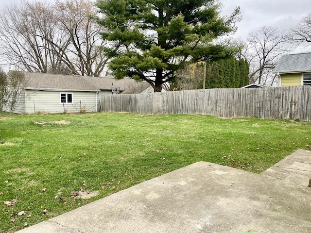 view of yard with a patio area and fence