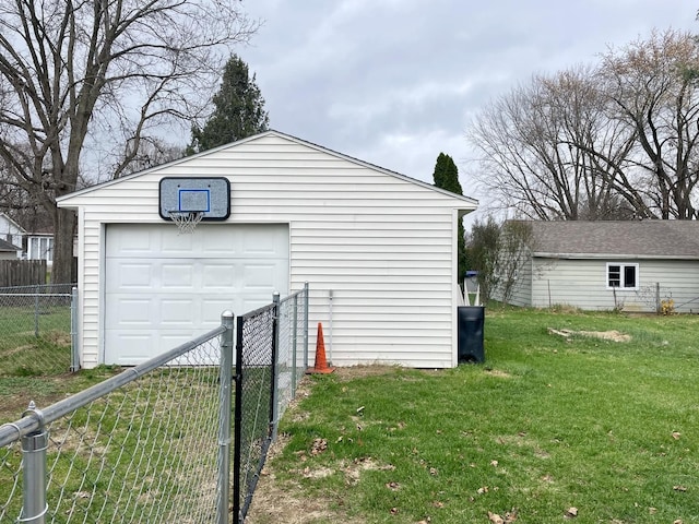 detached garage with fence