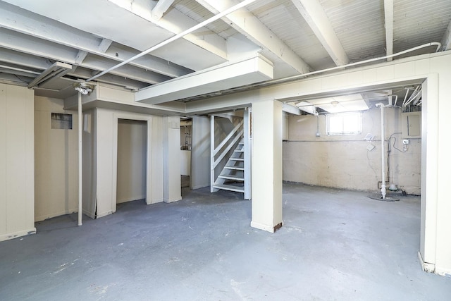 basement featuring stairway