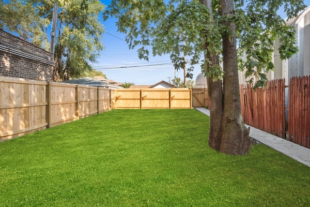 view of yard featuring a fenced backyard