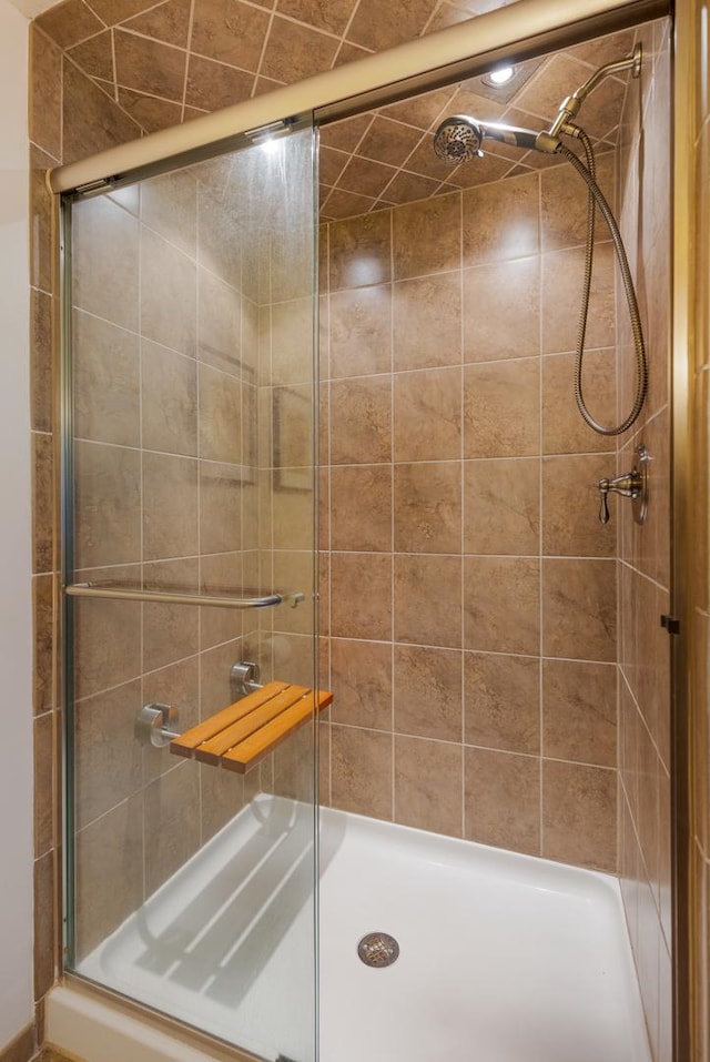 bathroom with a stall shower