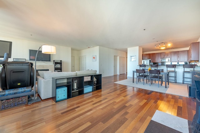 living room with light wood-type flooring