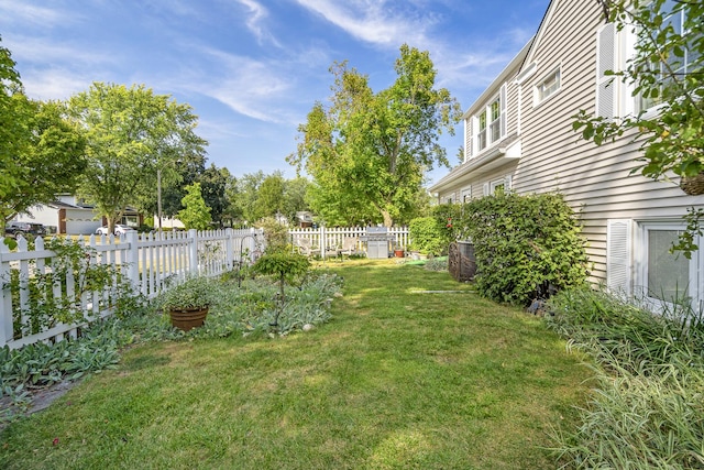 view of yard with a fenced backyard