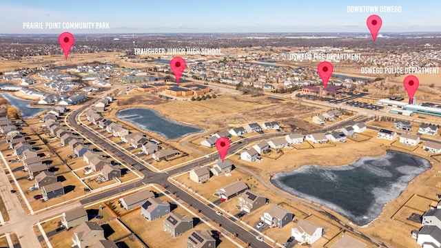 733 Juniper St, Oswego, IL 60543 - aerial view of property and surrounding area with nearby suburban area