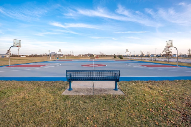 733 Juniper St, Oswego, IL 60543 - view of sport court featuring community basketball court and a lawn