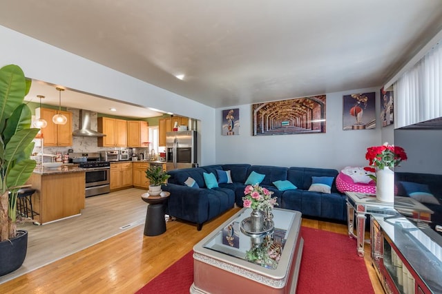 living area with light wood-type flooring