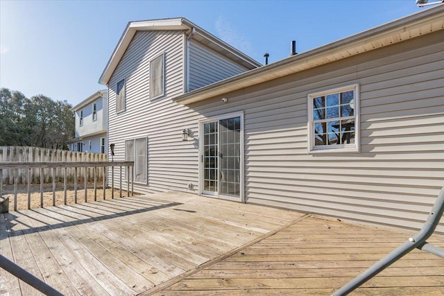 wooden deck featuring fence