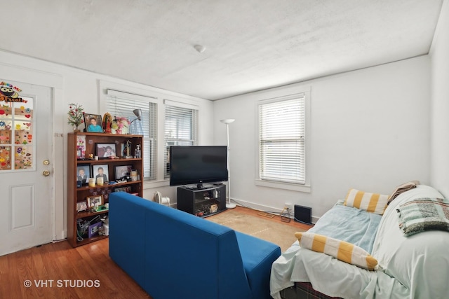 living room with wood finished floors