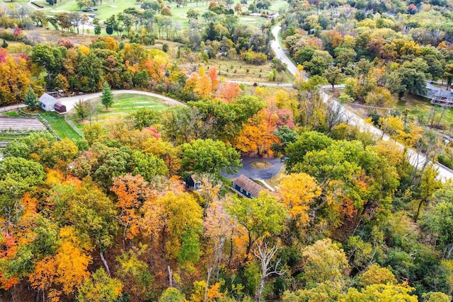 aerial view with a wooded view