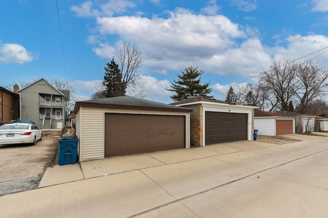 view of detached garage