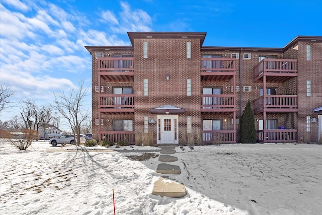 view of snow covered building