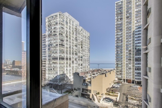 view of building exterior featuring a city view