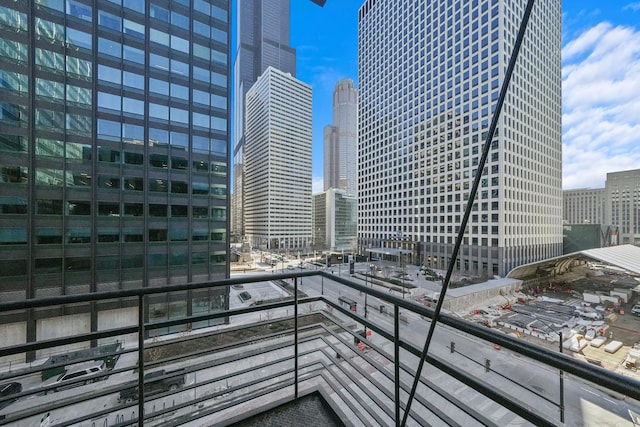 balcony featuring a city view