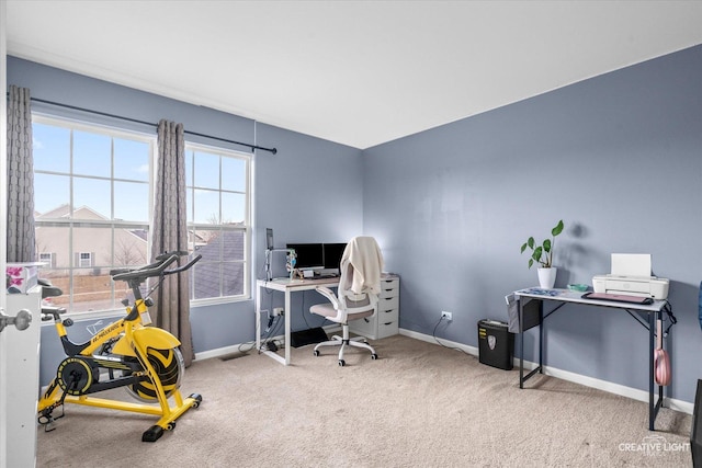 office space with carpet floors and baseboards