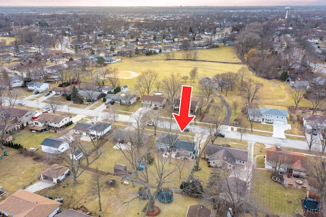 aerial view with a residential view