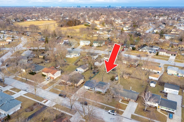 bird's eye view featuring a residential view