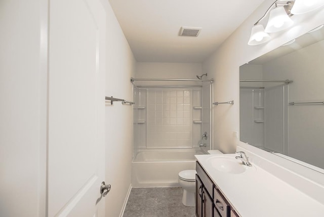 3718 Tramore Ct, Naperville, IL 60564 - bathroom with baseboards, visible vents, toilet, vanity, and washtub / shower combination