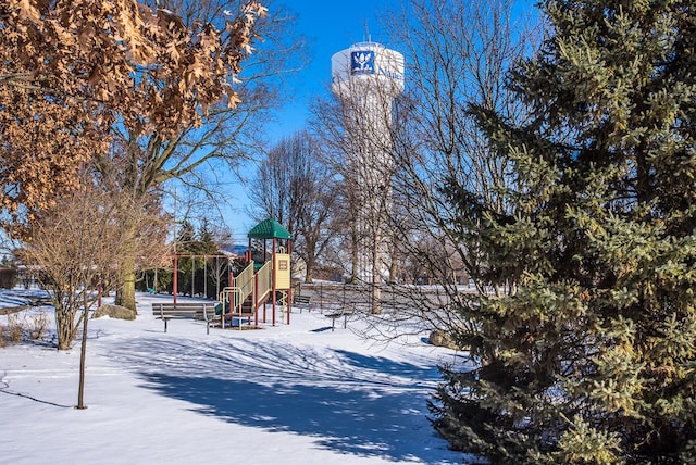3718 Tramore Ct, Naperville, IL 60564 - snowy yard featuring playground community