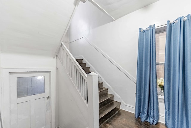 staircase featuring wood finished floors