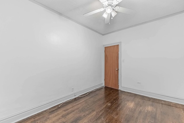 unfurnished room with ceiling fan and wood finished floors