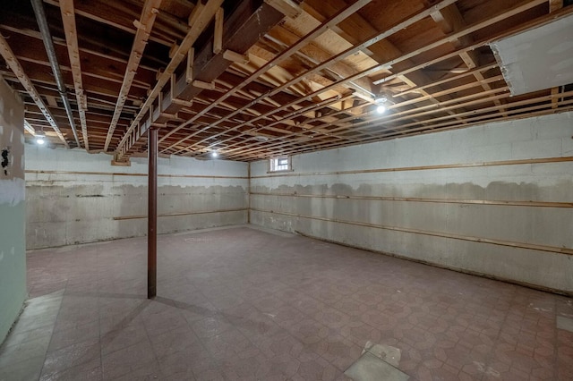 basement featuring tile patterned floors