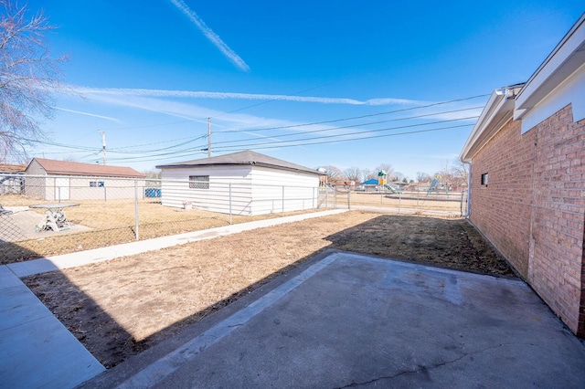 view of yard with a patio and a fenced backyard