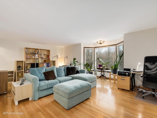 living area with light wood-type flooring