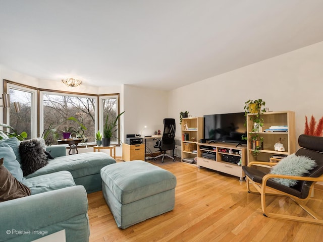 living room featuring light wood-type flooring