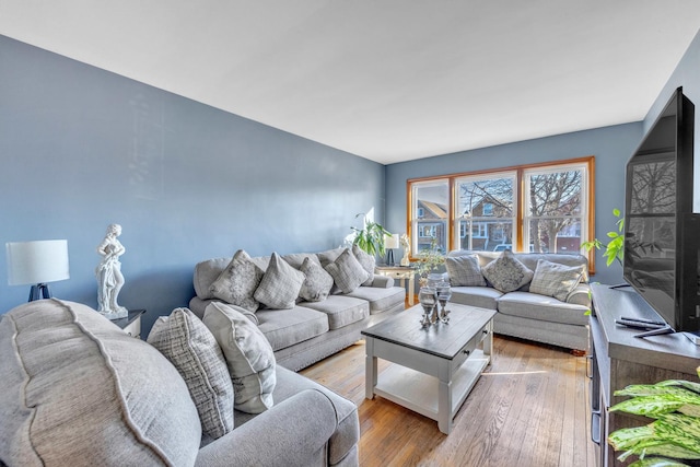 living area featuring hardwood / wood-style floors