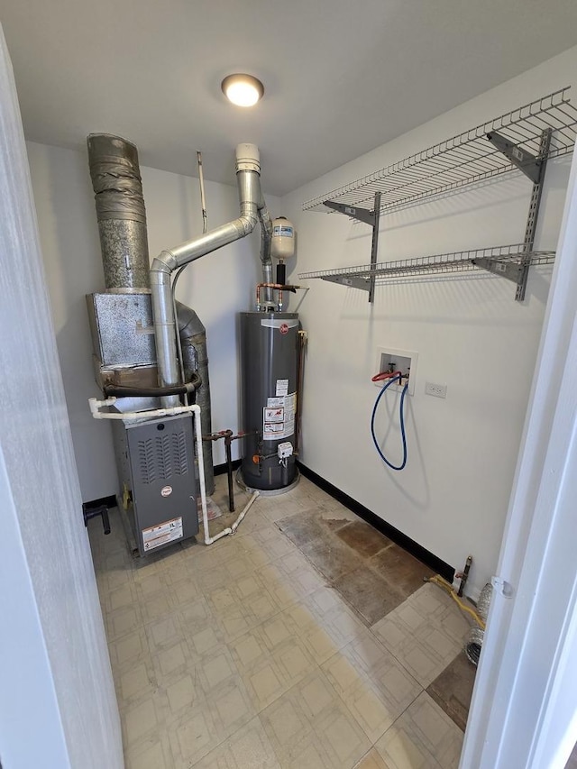 utility room with gas water heater