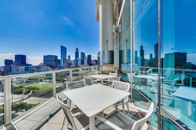 balcony with a city view