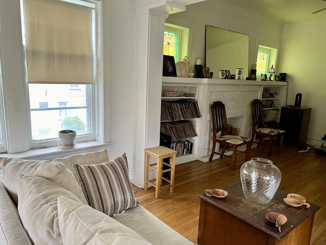 living area featuring wood finished floors