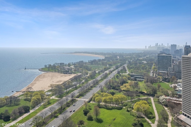 view of property location with a large body of water and a skyline view
