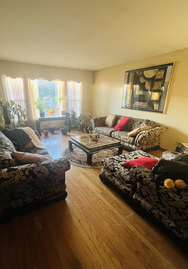 living area with wood finished floors