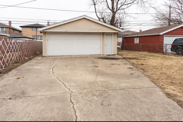 detached garage with fence