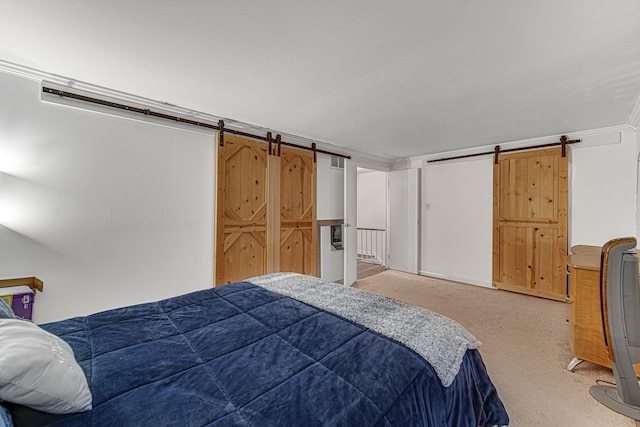 bedroom with a barn door