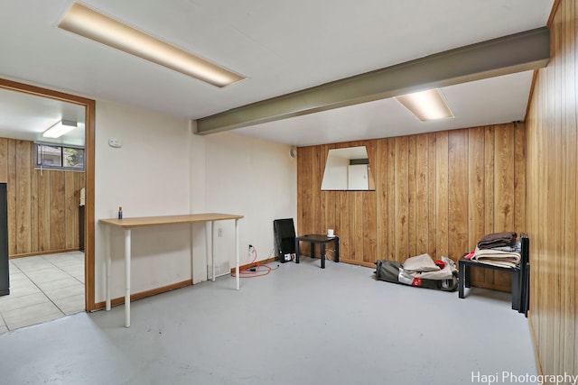 interior space with wood walls