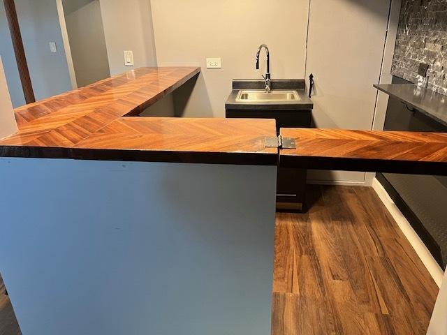 bar featuring dark wood-type flooring and a sink